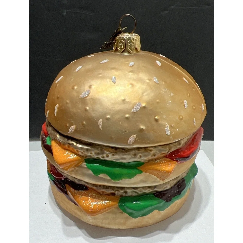 Double Cheeseburger Glass Blown Ornament 4